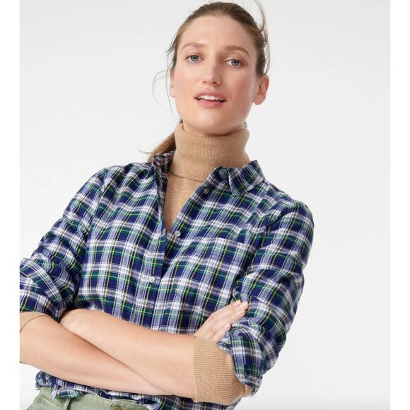 J.Crew Button Down Shirt Plaid Flannel Classic Fit Boyfriend Preppy US 00 NWT - Picture 3 of 14